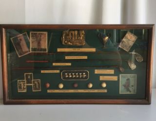 Vintage The History Of Golf Antique Collectible Shadow Box Balls Irons Tees