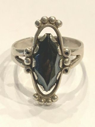 Vintage Art Nouveau Deco Macasite Sterling Silver Ring 5.  75