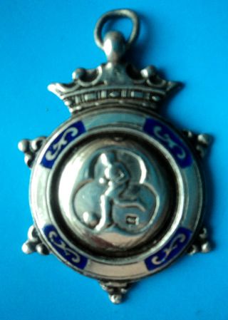 Attractive Silver Enamel Football Medal Or Watch Fob 1944 Chester Charles Usher