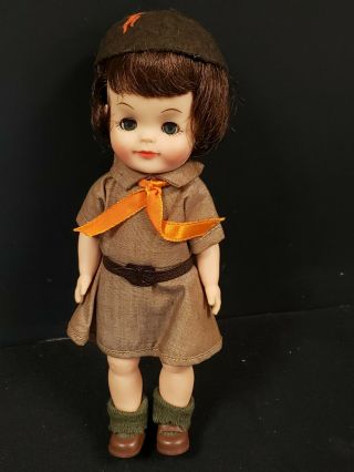 Vintage Effanbee Official Brownie Girl Scout Doll 8.  5 " Sleepy Eyes 8520