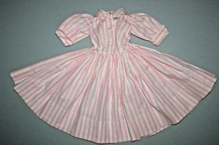 Vintage Madame Alexander Cissy Doll Tagged Pink Candy Striped Dress 1956 Tlc