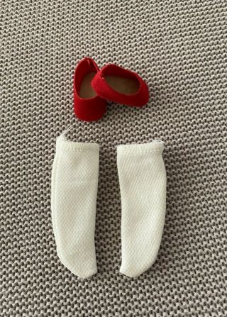 Madame Alexander Red Velvet Slip On Doll Shoes & 2½ " Socks For 8 " Doll