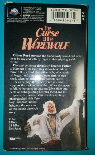 The Curse Of The Werewolf RARE VHS Oliver Reed 1961 Terence Fisher VG, 2