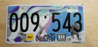 Rare Authentic Passenger Vehicle Nunavut Polar Bear License Plate