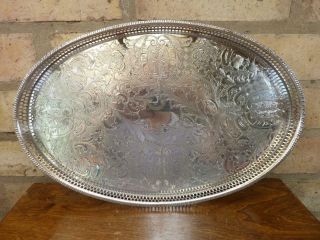 A Vintage Viners 15 " Oval Gallery Tray Sliver Plated Georgian Style