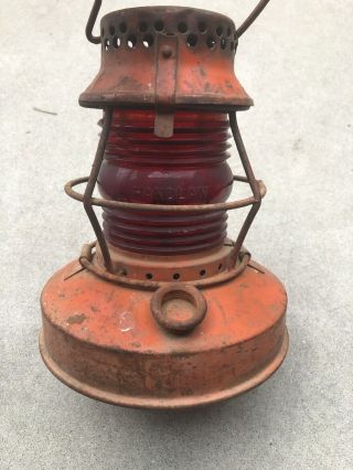 Antique Handlan Red Railroad Lantern St Louis Ohio - County Of San Diego