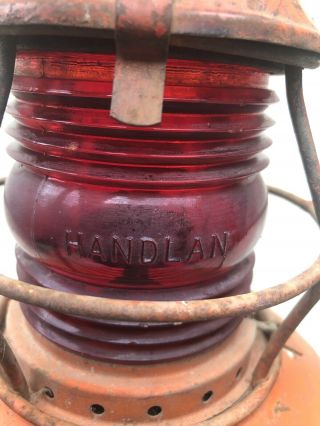 Antique Handlan Red Railroad Lantern St Louis Ohio - County of San Diego 2