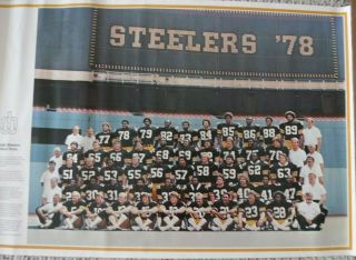 Rare Vintage Pittsburgh Steelers Poster 1978 Team Photo Three Rivers Stadium