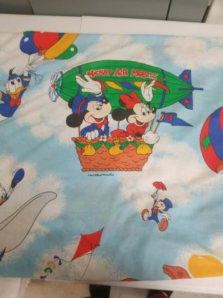 Walt Disney Mickey Mouse Air Mobile Double Bed Fitted Sheet Vintage Fabric 2
