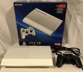 Sony Playstation 3 Slim Cech - 4001c 500gb Rare White Console W/ Controller