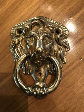 Door Knocker Vintage Brass Lions Head Door Knocker Nicely Detailed Heavy 1970’s