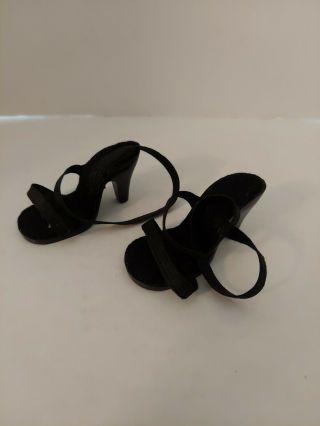 Vtg Glamour Black High Heel 20 " Doll Shoes Revlon