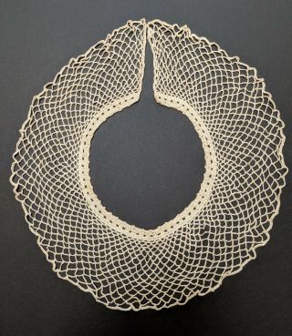 Antique Victorian Handmade Spider - Web Crocheted Lace Collar 21 " X4 " Light Ecru 10