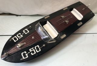 Rare 18 " Vintage Chris Craft Rc Wooden Handmade Racing Boat W Detail