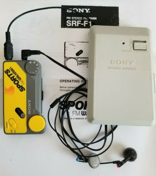 Rare Retro Sony Sports Fm Walkman Sportsband Srf - F1 Radio W/battery Pack Earbuds