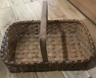 Antique Woven Split Oak Laundry Wood Gathering Basket