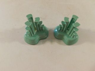 Rare Fiesta Ware Sea Mist Green Pyramid Tapered Candle Holders 2 Ea Vg No Chips