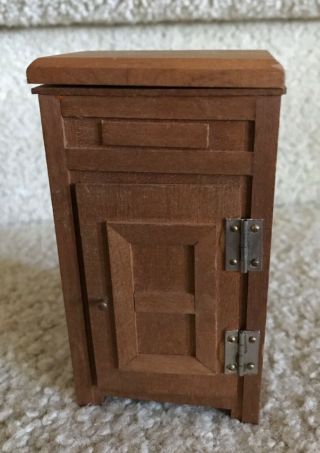 Vintage Dollhouse Miniature Walnut 2 - Door Old Fashioned Ice Box Euc