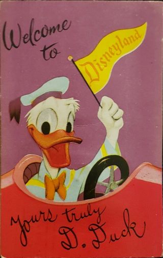 Disneyland Rare Donald Duck Vintage Squeeker Post Card