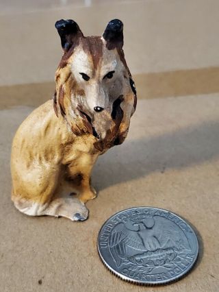 Vintage Antique Miniature Cast Lead Collie Painted Dog Figurine