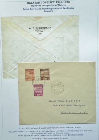 Japanese Occup.  Of East Indies 10 Sep 1945 Cover From Medan To Bindjai - Rare