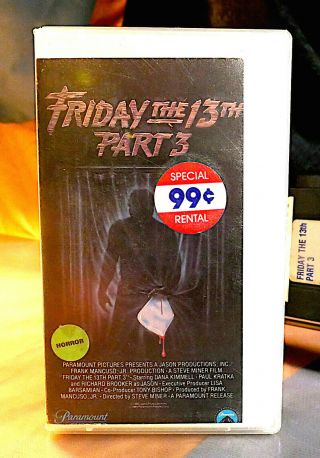 Friday The 13th Part 3 / Vhs Rare / Horror / Gore Slasher / Nightmare / Jason