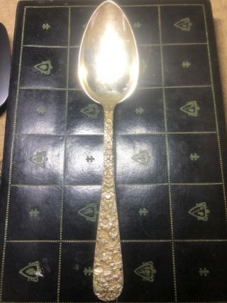 Large S.  Kirk Repousse Solid Sterling Handle 8 1/2” Serving Spoon No Mono For 1