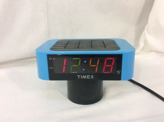 Rare Rainbow Display Timex Digital Alarm Clock T123l Blue Perfectly