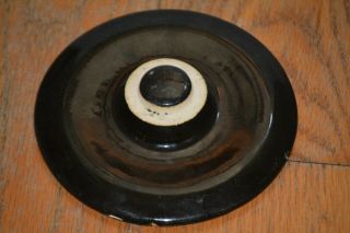 Stoneware Crock Lid Black Glaze 5 7/16 " Diameter