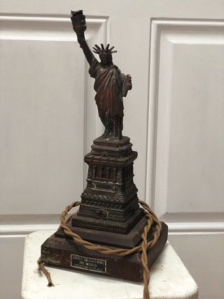 Rare Antique Statue Of Liberty Souvenir Light Bronze Statue Figure Lamp