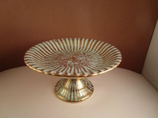 Vintage Stangl Art Pottery Antique Gold Pedestal Candy Dish Bowl