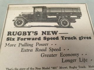 1928 ? Rugby Truck Australian Sales Advert Rare