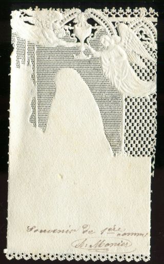 ANTIQUE LACE HOLY CARD OF COMMUNION GIRL 2