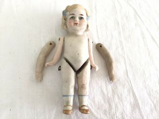 Antique 5” Bisque Hertwig Limbach Wire Jointed Doll P.  15 Germany Marked