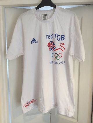 Adidas Beijing Olympics 2008 T - Shirt Size Large White Rare Team Gb