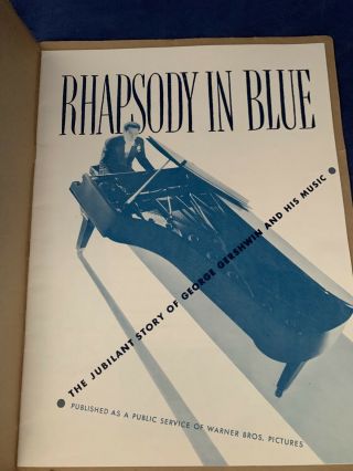 Vintage George Gershwin ' s Rhapsody In Blue Piano Story Rare Warner Brothers 2