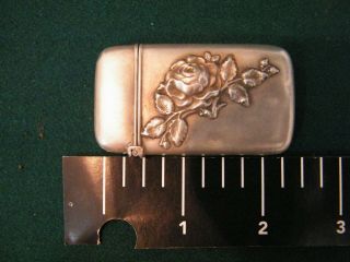 Antique Art Nouveau Sterling Silver Match Safe Repousse Rose Dated Dec.  25 1902
