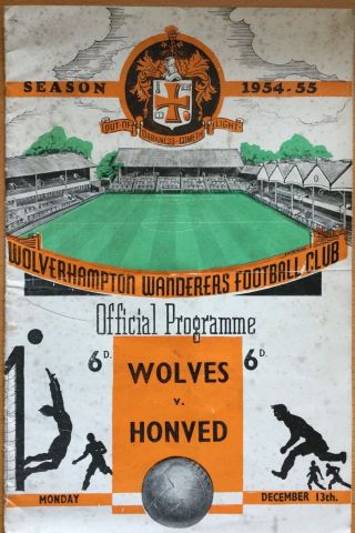 1954 - 55 Wolves V Honved Friendly Programme Rare 13 Dec 1954 54/55 54 - 55