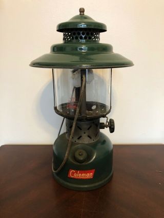 Vintage 1956 Green 228e Coleman Camp Lantern 7/ 1956 With Pyrex Globe