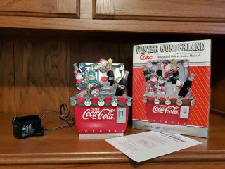 Rare Enesco Coca - Cola Lights And Action Cooler Winter Wonderland Music Box