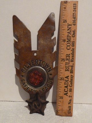 Silvertown Tires Silvertown Safety League License Plate Topper Reflector Rare