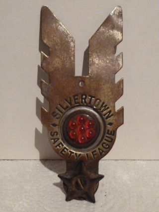 Silvertown Tires Silvertown Safety League License Plate Topper Reflector RARE 2