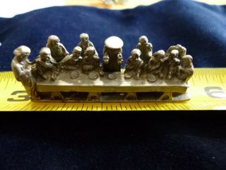 Unusual Rare Vintage Pewter Miniature - Last Supper Figurine Statue - Creed