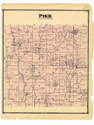 1879 Pike Map From Atlas Of Clarke County Ohio W/family Names - Rare