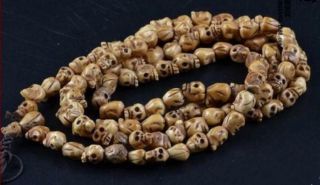 Rare 108 Bead Buddhism Tibetan Yak Bone Skull Meditation Prayer Mala Necklace8mm
