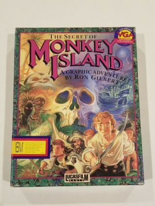 The Secret Of Monkey Island 1990 Ibm Vga Pc Game Rare Lucasarts 5.  25 Disks
