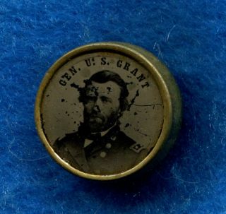 Rare 1868 Ulysses S Grant Ferrotype Clothing Button In Civil War General Uniform