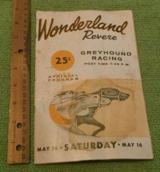 1959 Wonderland Revere Greyhound Racing Program Dogs Rare Primitive Collectible
