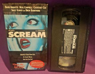 Scream Drew Barrymore Blue Cover Variant Rare Vhs Tape Horror Wes Craven