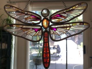 Hand Painted Stained Glass Dragonfly Window Ornament Amia Sun Catcher